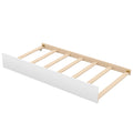 AECOJOY Twin Over Twin Bunk Bed with Trundle and Storage, Solid Pine Wood White
